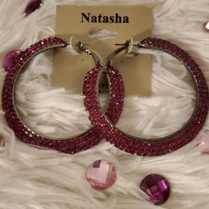 Pink rhinestone earrings
